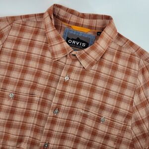 ORVIS Mens XL Plaid Short Sleeve Button Up Shirt Outdoor Outfitters